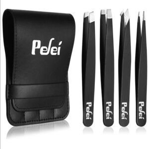 New-4 Stainless Steel Precision Tweezers Set & Case